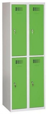 Dulap sudat pentru vestiar Rafael usor, 4 compartimente, incuietoare cilindrica, gri/verde