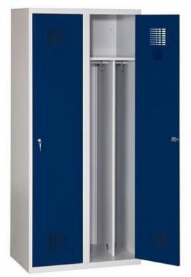 Dulap sudat de vestiar Drake usor, 2 compartimente, gri/albastru inchis