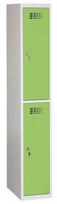 Dulap sudat pentru vestiar Charles usor, 2 compartimente, incuietoare cilindrica, gri/verde