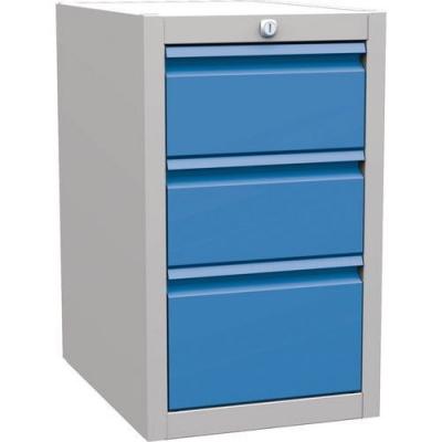 Container sub masa albastru, 3 sertare