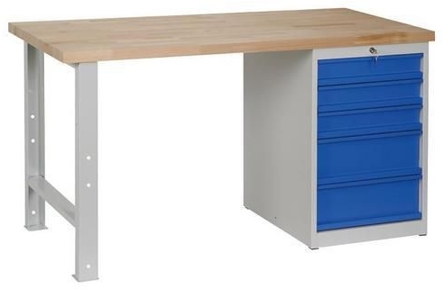 Masa de atelier Weld cu 5 sertare, 84 x 150 x 68,5 cm, gri