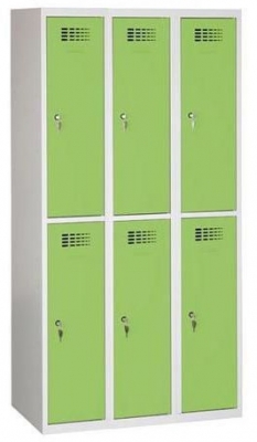 Dulap sudat pentru vestiar Charles usor, 6 compartimente, incuietoare cilindrica, gri/verde