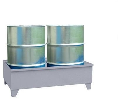 Cuva metalica de captare fara grilaj, picioare integrate, pentru 2 butoaie, zincata