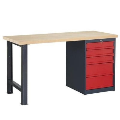 Masa de atelier Weld cu 5 sertare, 84 x 150 x 68,5 cm, antracit