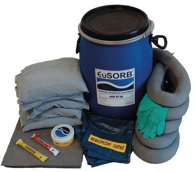 Set de interventie urgenta stationar impotriva scurgerilor de lichide, capacitate de absorbtie 47 l, chimic