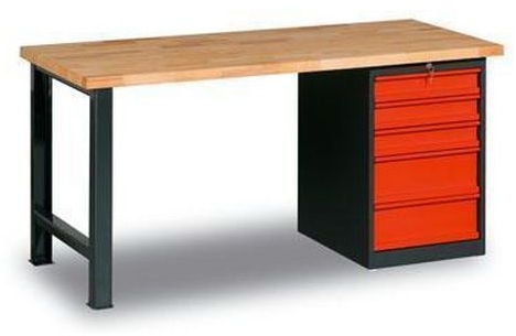 Masa de atelier Weld cu 5 sertare, 84 x 120 x 68,5 cm, antracit