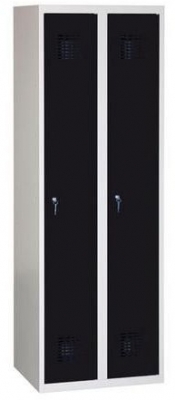 Dulap sudat pentru vestiar Raphael, 2 compartimente, incuietoare cilindrica, gri/negru