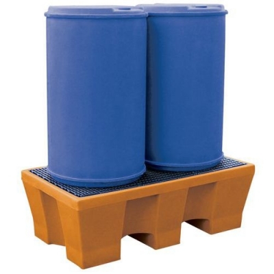 Cuva de captare din plastic Manutan cu grilaj de metal, capacitate 240 l