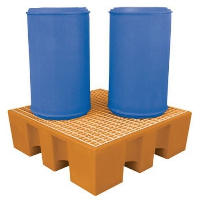 Cuva de captare din plastic Manutan cu grilaj de plastic, capacitate 450 l