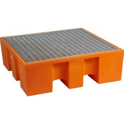 Cuva de captare din plastic Manutan cu grilaj de metal, capacitate 450 l