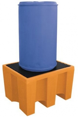 Cuva de captare din plastic Manutan cu grilaj de plastic, capacitate 225 l