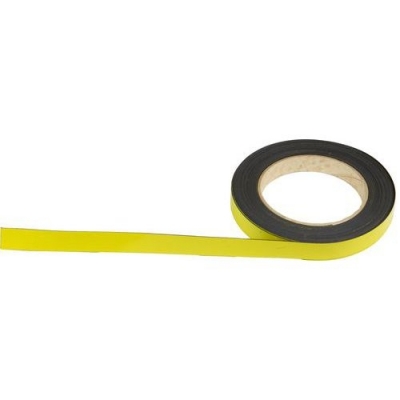 Banda magnetica pentru rafturi Manutan, 10 m, galbena, latime 15 mm