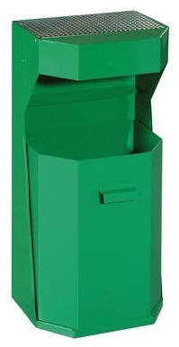 Cos de gunoi metalic de exterior Chafer cu scrumiera, volum 50 l, verde