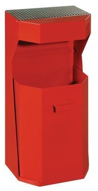 Cos de gunoi metalic de exterior Chafer cu scrumiera, volum 50 l, rosu