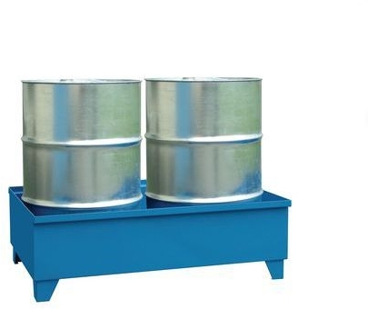 Cuva metalica de captare fara grilaj, picioare integrate, pentru 2 butoaie, vopsita