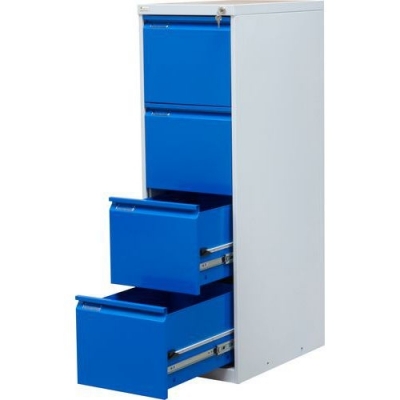 Clasificator metalic cu un singur rand A4 Trent, 4 sertare, albastru