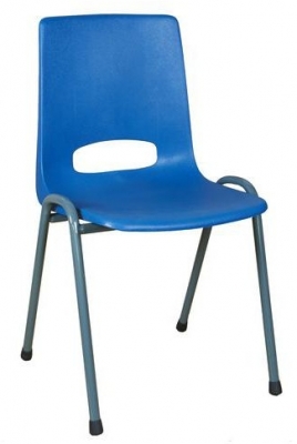 Scaun de sufragerie din plastic Pavlina Grey, albastru, constructie gri inchis