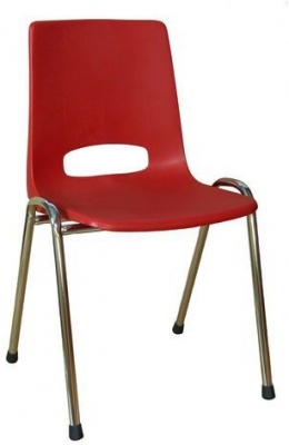Scaun de sufragerie din plastic Pavlina Chrom, rosu