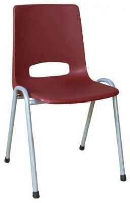 Scaun de sufragerie din plastic Pavlina Grey, bordo, constructie gri
