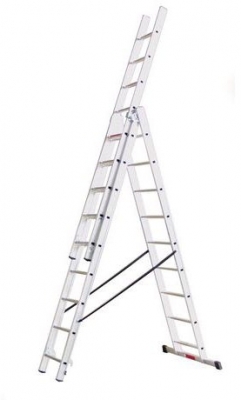 Scara extensibila din aluminiu PROFI, 3 x 9 trepte