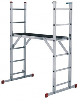 Scara din aluminiu cu platforma, 2 x 6 trepte