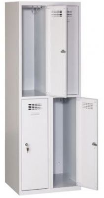 Dulap sudat pentru vestiar Rafael usor, 4 compartimente, incuietoare cilindrica, gri/gri