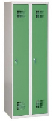 Dulap sudat pentru vestiar Raphael, 2 compartimente, incuietoare cilindrica, gri/verde