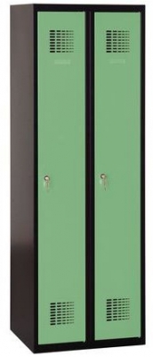 Dulap sudat pentru vestiar Patrick, 2 compartimente, incuietoare cilindrica, negru/verde