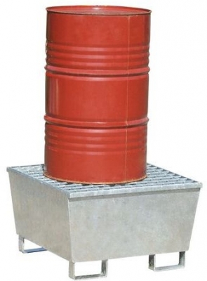 Cuva de captare din otel Manutan, pentru 1 butoi, capacitate 220 l, zincata