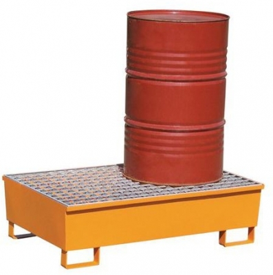 Cuva de captare din otel Manutan, pentru 2 butoaie, capacitate 220 l, vopsita