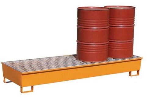 Cuva de captare din otel Manutan, pentru 4 butoaie, versiune prelungita capacitate 440 l, vopsita