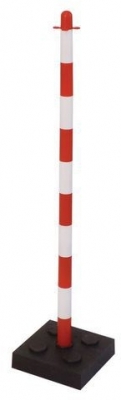 Stalp de ingradire din plastic Mayleen cu greutate, inaltime 90 cm, alb/rosu