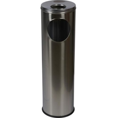 Cos de gunoi metalic Pillar cu scrumiera, volum 15 l, inox mat