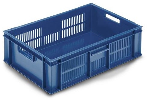 Navete de plastic stivuibile PP Manutan cu pereti cu perforatii, 33 l