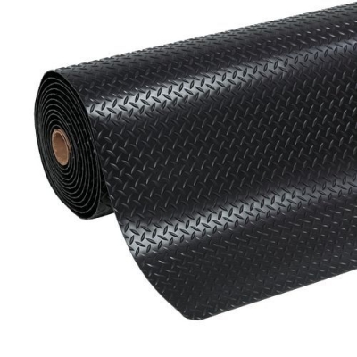Covor industrial anti-oboseala, suprafata cu model tip diamant, latime 91 cm, la metru, negru
