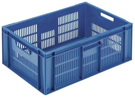 Navetă din plastic cu perforații, stivuibila 45l, Manutan