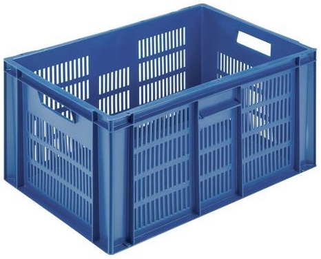 Navete de plastic stivuibile PP Manutan cu pereti cu perforatii, 60 l