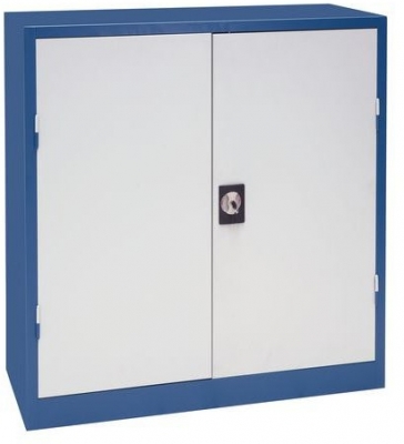 Dulap metalic de atelier Manutan, 106 x 100 x 45 cm, gri/albastru