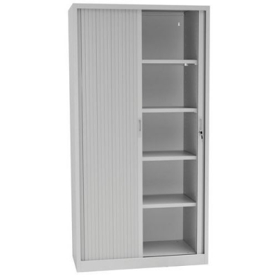 Dulap metalic pentru dosare cu usa tip rulou, 4 rafturi, 195 x 100 x 45,7 cm, gri