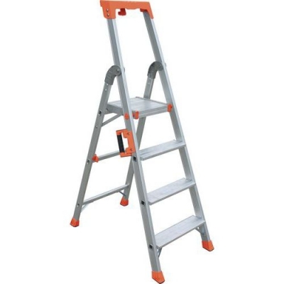 Scara din aluminiu Manutan cu maner, 4 trepte