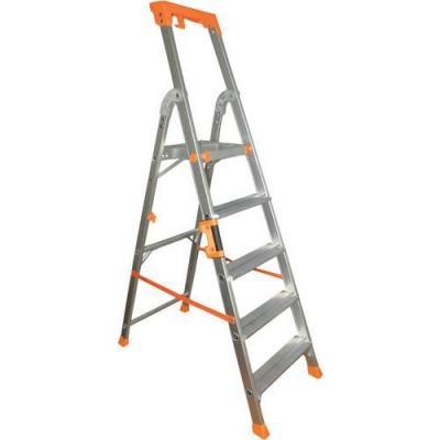 Scara din aluminiu Manutan cu maner, 5 trepte