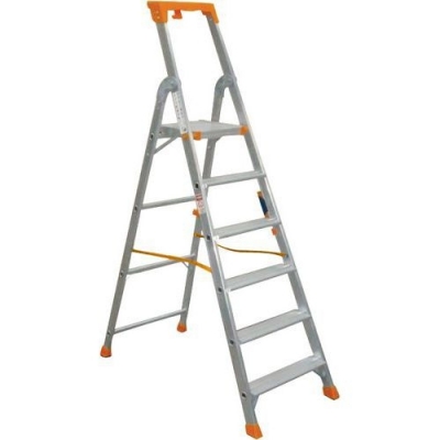 Scara din aluminiu Manutan cu maner, 6 trepte