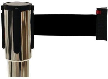 Stalp de ingradire cu banda Manutan Gleam, 5 m, negru