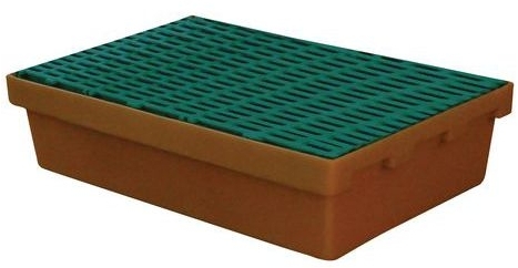 Cuva de captare din plastic Manutan cu grilaj, 410 x 630 mm, capacitate 40 l