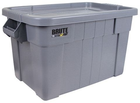 Cutie de depozitare rezistenta din plastic Brute cu capac, gri, 75 l