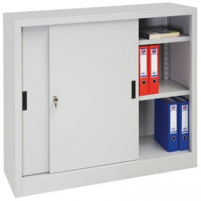 Dulap metalic pentru dosare cu usi glisante, 2 rafturi, 105 x 120 x 45 cm