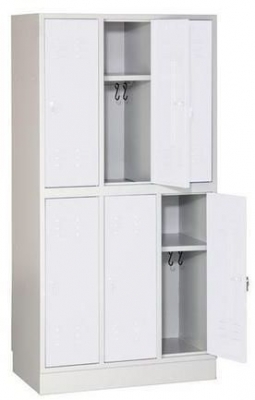 Dulap sudat pentru vestiar Luis, 6 compartimente, incuietoare cilindrica, gri/gri