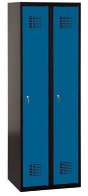 Dulap sudat pentru vestiar Patrick, 2 compartimente, incuietoare cilindrica, negru/albastru inchis