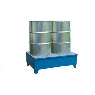 Cuva metalica de captare cu grilaj, picioare integrate, pentru 2 butoaie, vopsita