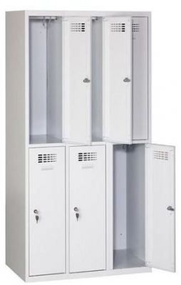 Dulap sudat pentru vestiar Rafael usor, 6 compartimente, incuietoare cilindrica, gri/gri